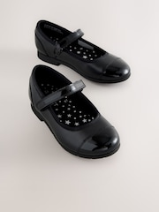 Matte Black Leather Mary Jane School Shoes - Image 1 of 5