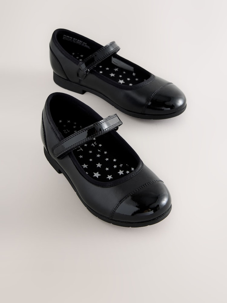 Matte Black Leather Mary Jane School Shoes - Image 1 of 5 Matte Black Leather Mary Jane School Shoes - Image 1 of 5
