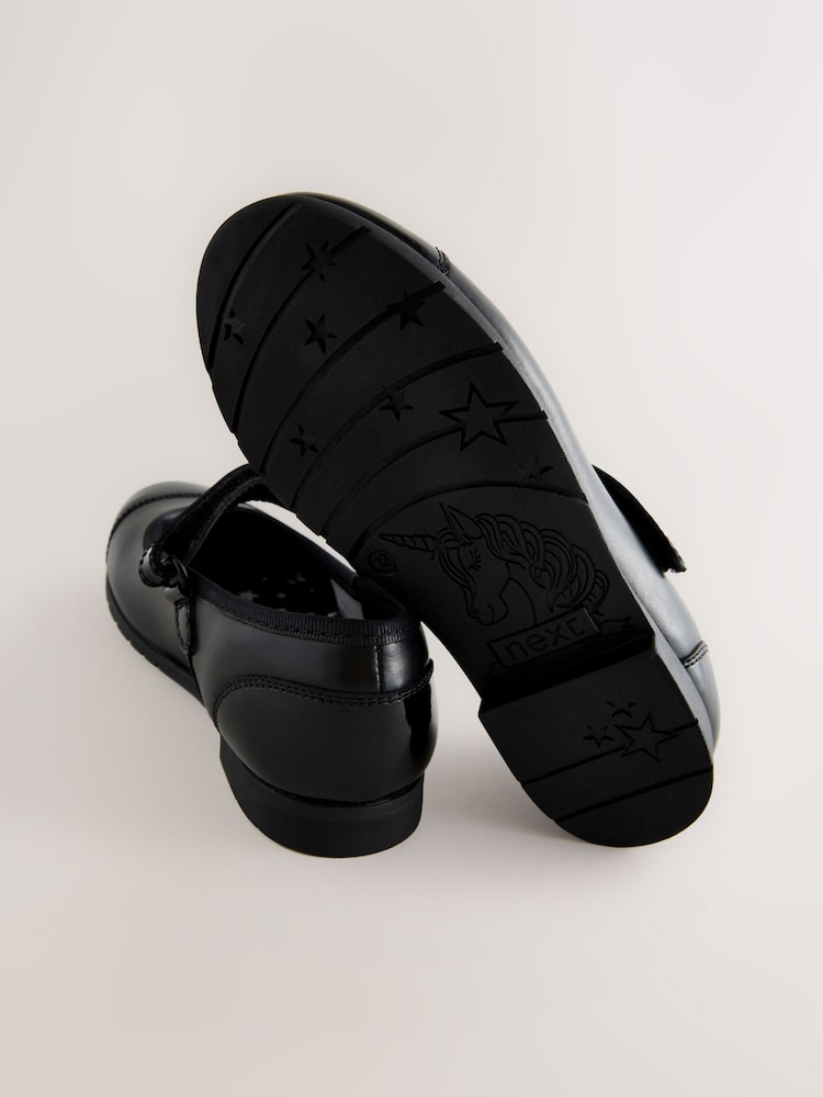 Matte Black Leather Mary Jane School Shoes - Image 5 of 5