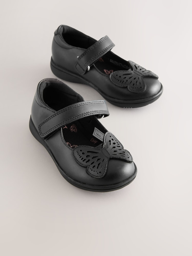 Black Butterfly Mary Jane School Shoes - Image 1 of 5
