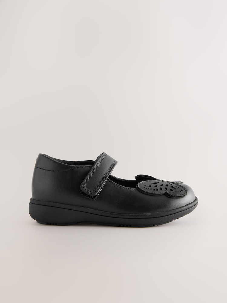 Black Butterfly Mary Jane School Shoes - Image 2 of 5