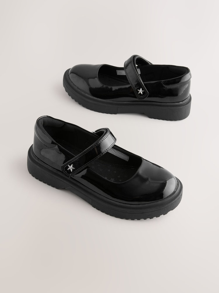 Black Patent - Chunky Mary Jane School Shoes - Image 1 of 5