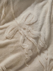 White Cream Bow Christmas Faux Fur Icons Duvet Cover and Pillowcase Set - Image 3 of 4