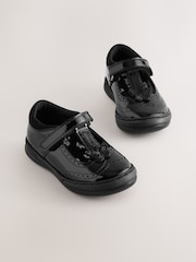 Black Patent Leather Butterfly T-Bar School Shoes - Image 1 of 5