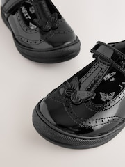Black Patent Leather Butterfly T-Bar School Shoes - Image 4 of 5