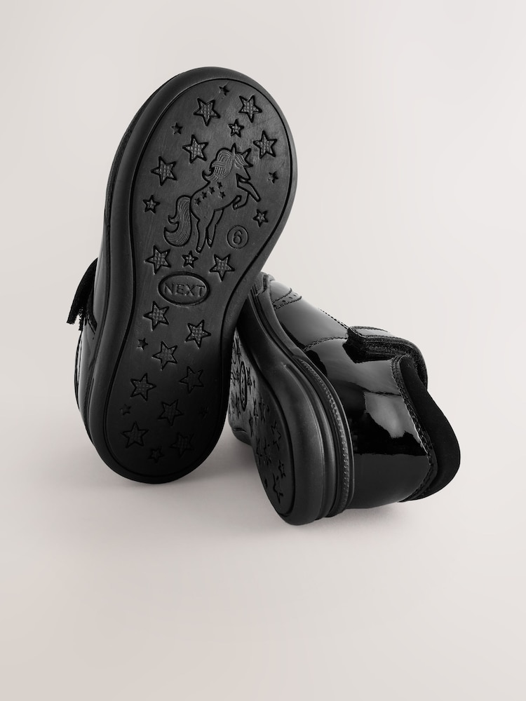Black Patent Leather Butterfly T-Bar School Shoes - Image 5 of 5