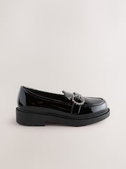 Schwarzes Lackleder - Diamante Brooch School Loafers - Bild 2 von 5