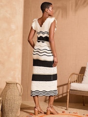 Love & Roses Ivory Pointelle Midi Dress - Image 4 of 4