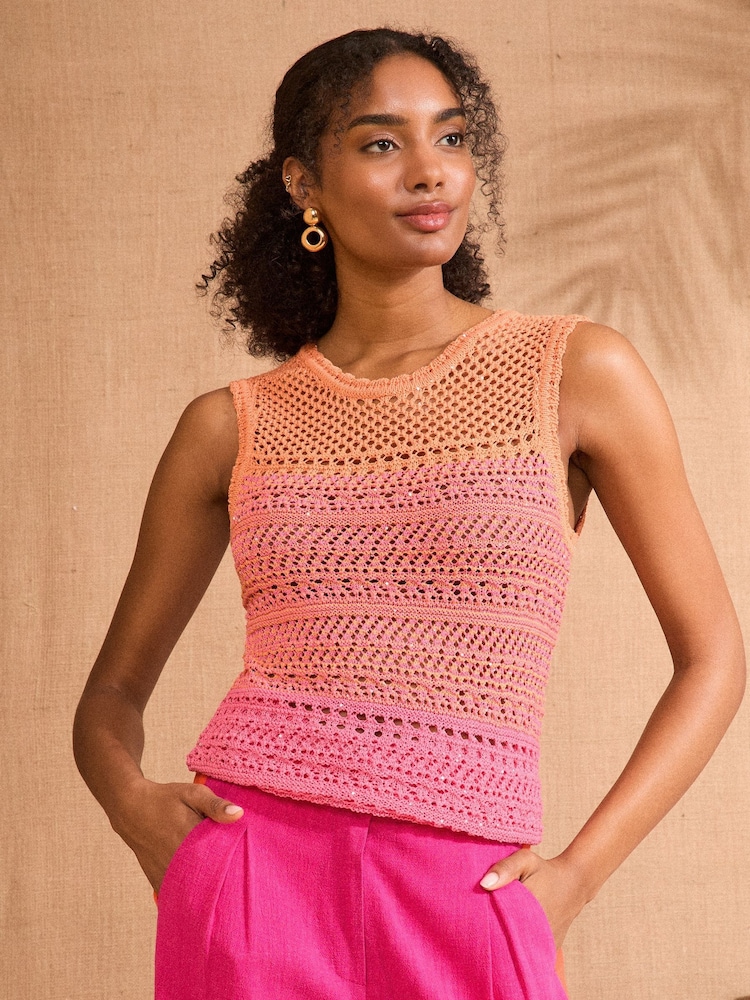 Love & Roses Orange Sequin Ombre Vest - Image 1 of 4