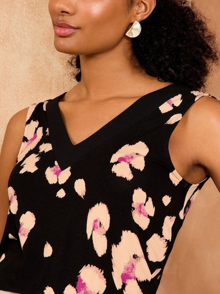 Love & Roses Black Animal Print V-Neck Jersey Vest - Image 2 of 4