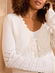Love & Roses Ivory Scallop Tie Cardigan - Image 2 of 4