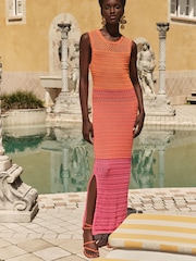 Love & Roses Orange Petite Sequin Ombre Midi Dress - Image 1 of 4