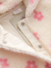 Ecru and Pink Floral - Baby Borg Hooded Pramsuit (0mths-2yrs) - Bild 9 von 10