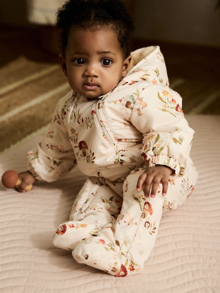 Ecru Woodland Printed Hooded - Nylon Baby Pramsuit (0mths-2yrs) - Bild 2 von 8