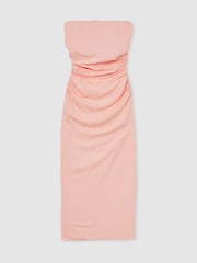 Reiss Pink Izzy Ruched Strapless Bodycon Dress - Image 2 of 5