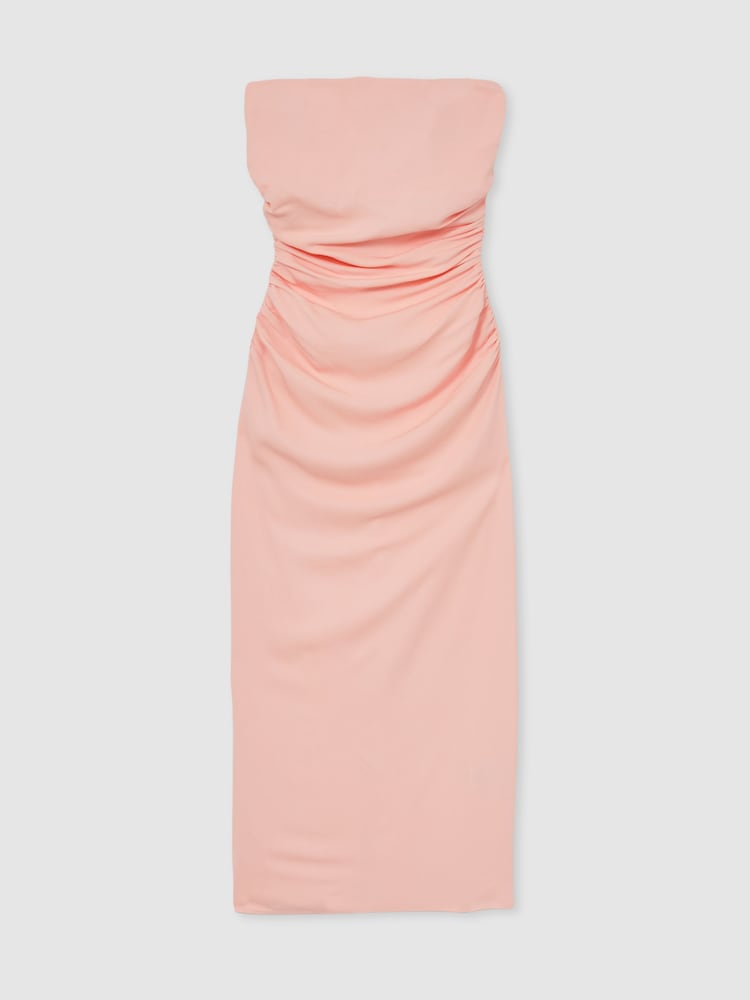 Reiss Pink Izzy Ruched Strapless Bodycon Dress - Image 2 of 5