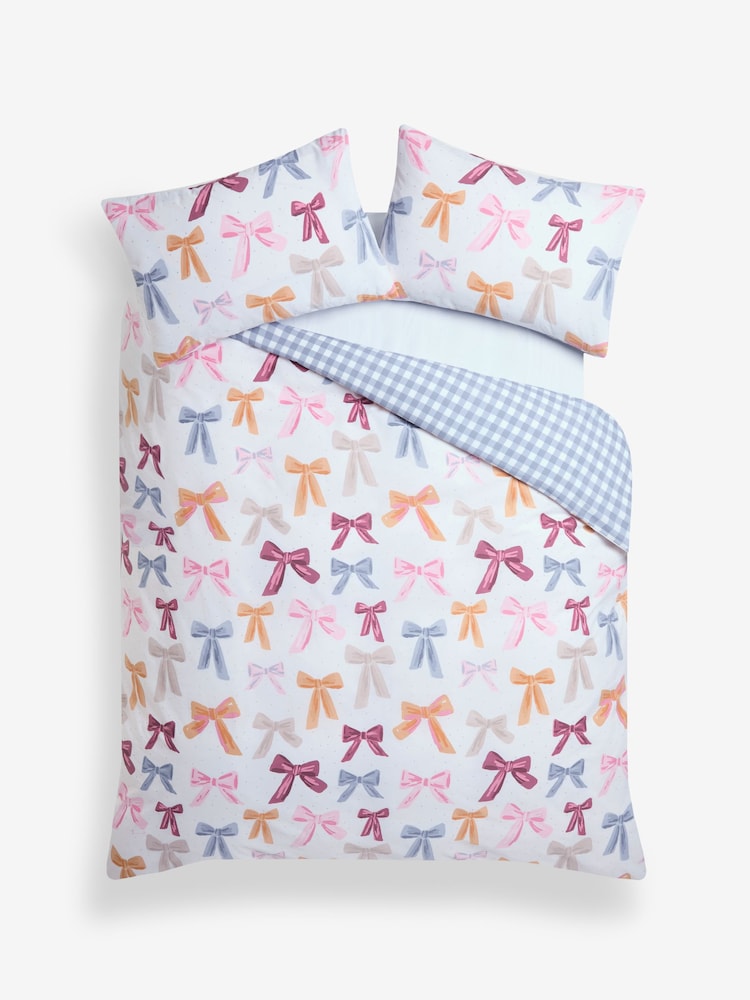 Multi Bow/Gingham Duvet Cover and Pillowcase Set - Image 1 of 5
