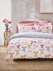 Multi Bow/Gingham Duvet Cover and Pillowcase Set - Image 2 of 5