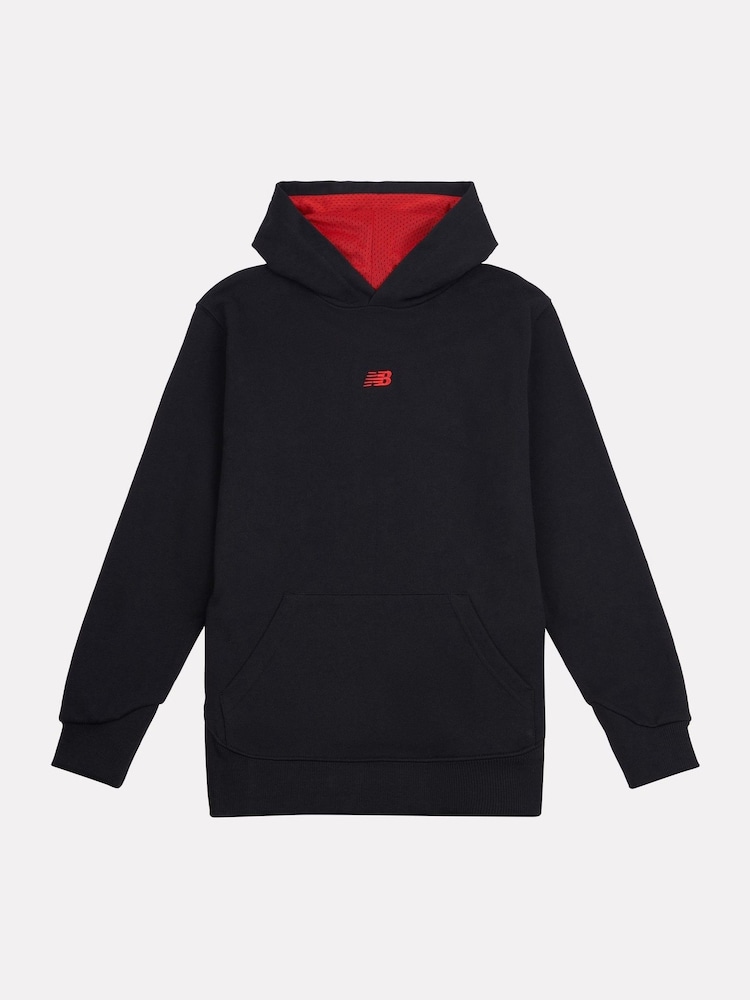 New Balance Black Boys Hoops Mesh Logo 100% Cotton Hoodie - Image 1 of 4