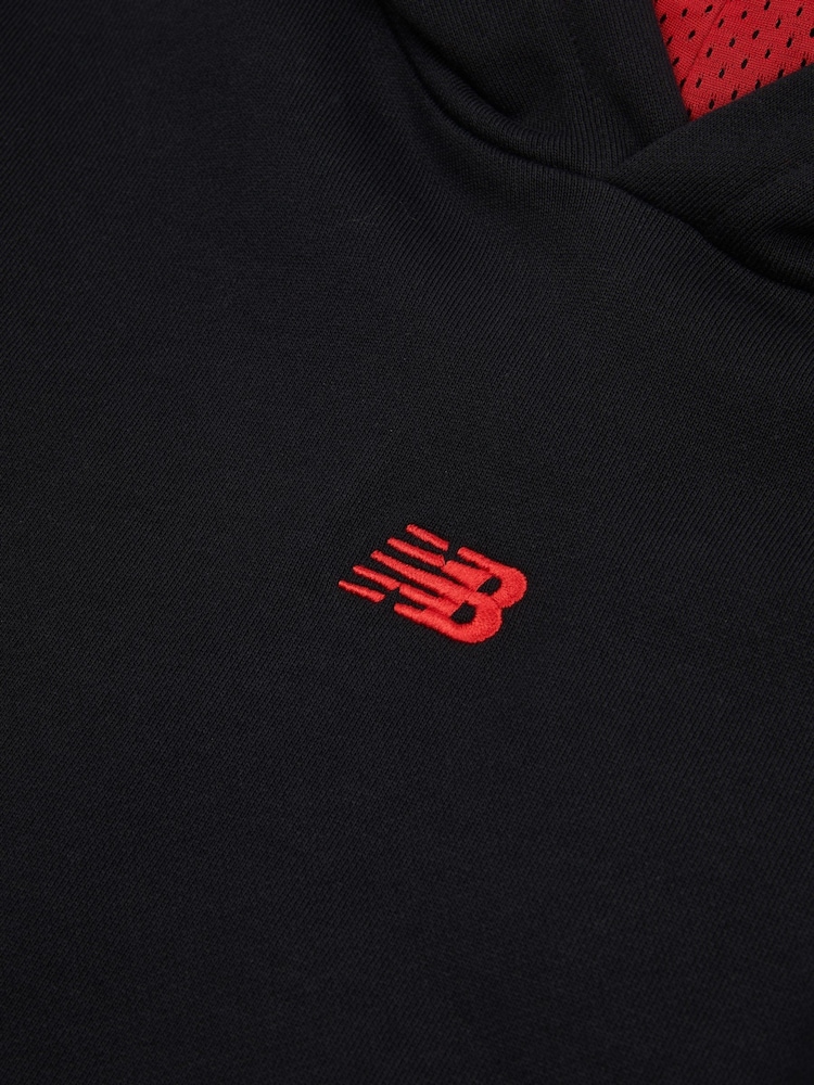 New Balance Black Boys Hoops Mesh Logo 100% Cotton Hoodie - Image 3 of 4