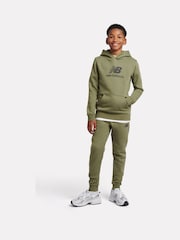 New Balance Green Boys Brush Back Stacked Logo Hoodie Set - Image 1 of 11