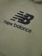 New Balance Green Boys Brush Back Stacked Logo Hoodie Set - Image 10 of 11