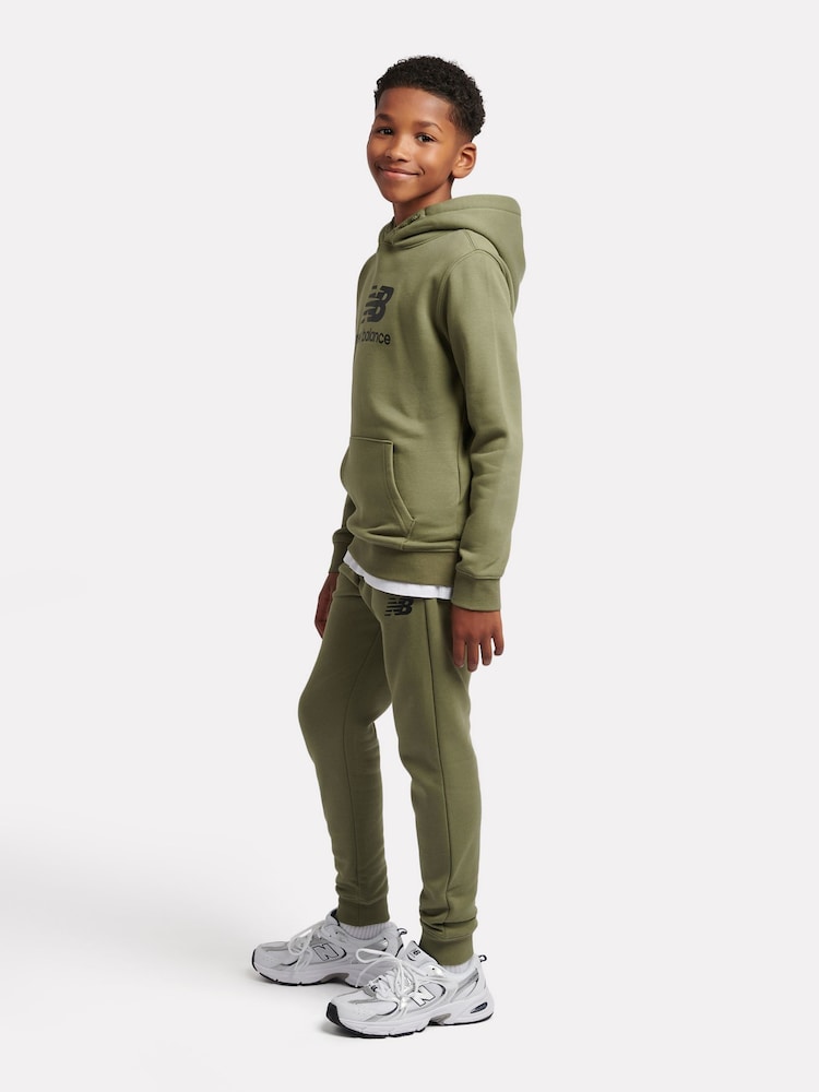 New Balance Green Boys Brush Back Stacked Logo Hoodie Set - Image 2 of 11