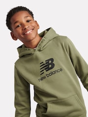 New Balance Green Boys Brush Back Stacked Logo Hoodie Set - Image 4 of 11