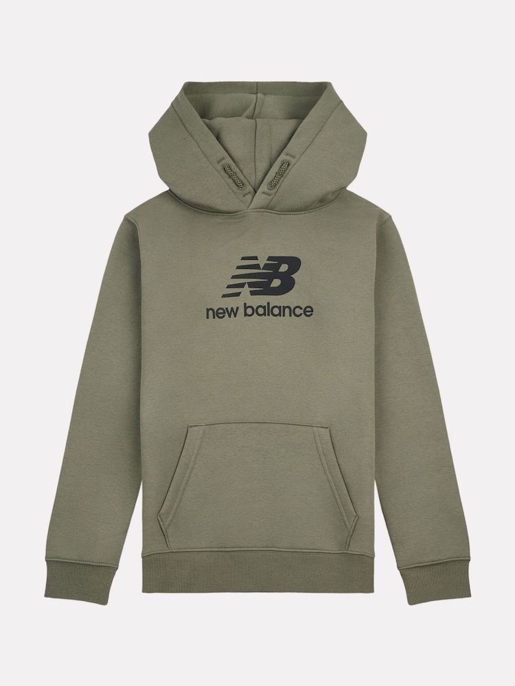 New Balance Green Boys Brush Back Stacked Logo Hoodie Set - Image 8 of 11
