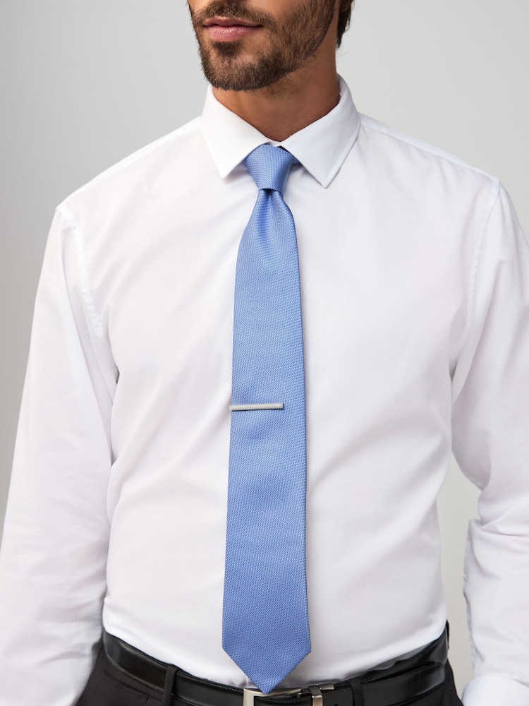 Blau - Textured Tie with Tie Clip - Bild 2 von 5 Blau - Textured Tie with Tie Clip - Bild 2 von 5