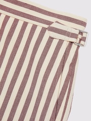 Reiss Off White/Mocha Roas Cotton Blend Seersucker Stripe Shorts - Image 7 of 7