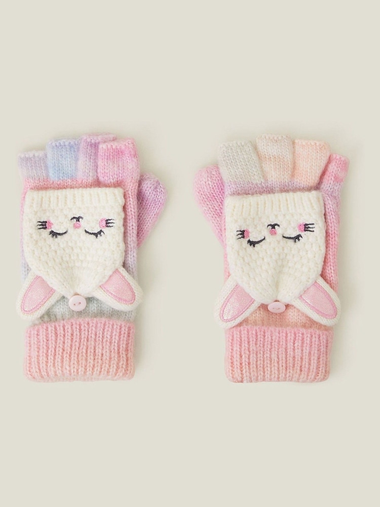 Girls Ombre Bunny Fingerless Mitten Black Gloves - Image 1 of 3