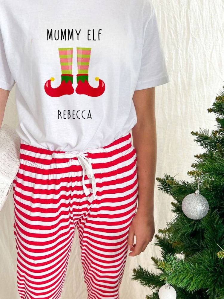 Ladies Personalised Christmas Elf Pyjamas by Koko Blossom - Image 1 of 4