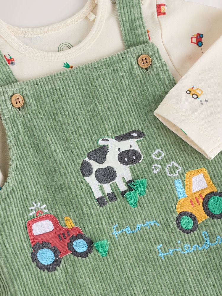 Verde - Set salopetă din material reiat și body pentru bebeluși (0luni-2ani) - Image 10 of 15