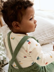 Grün Bauernhof - Set aus Cord-Latzhose und Body für Babys (0 Monate bis 2 Jahre) - Bild 5 von 15