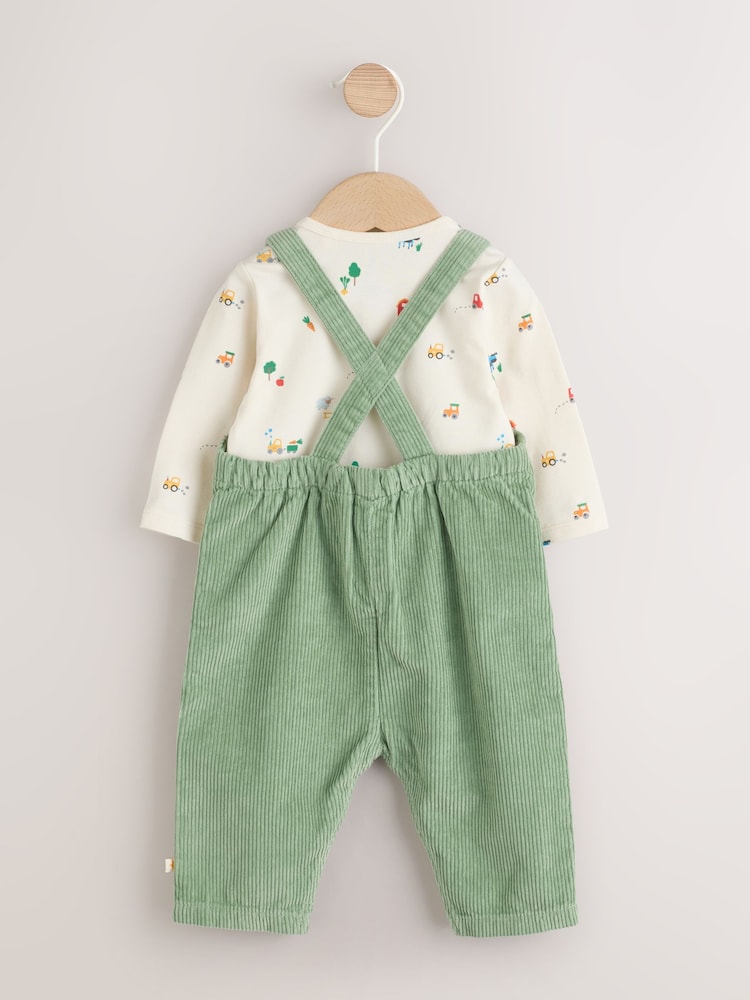Verde - Set salopetă din material reiat și body pentru bebeluși (0luni-2ani) - Image 7 of 15