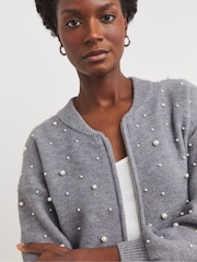 JD Williams Grey Pear Detail Bomber Jacket - Image 3 of 4