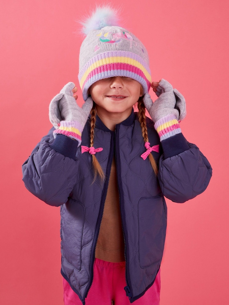 Angels By Accessorize Grey Girls Unicorn Winter Fingerless Mitten Gloves - Image 1 of 3 Angels By Accessorize Grey Girls Unicorn Winter Fingerless Mitten Gloves - Image 1 of 3