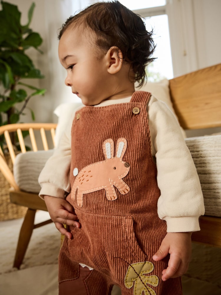 Brown Woodland Cord Dungarees and Bodysuit Baby Set (0mths-2yrs) - Image 2 of 14 Brown Woodland Cord Dungarees and Bodysuit Baby Set (0mths-2yrs) - Image 2 of 14