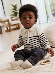 Navy Stripe Baby Knitted Top and Trousers Set (0mths-2yrs) - Image 1 of 16