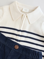 Navy Stripe Baby Knitted Top and Trousers Set (0mths-2yrs) - Image 12 of 16