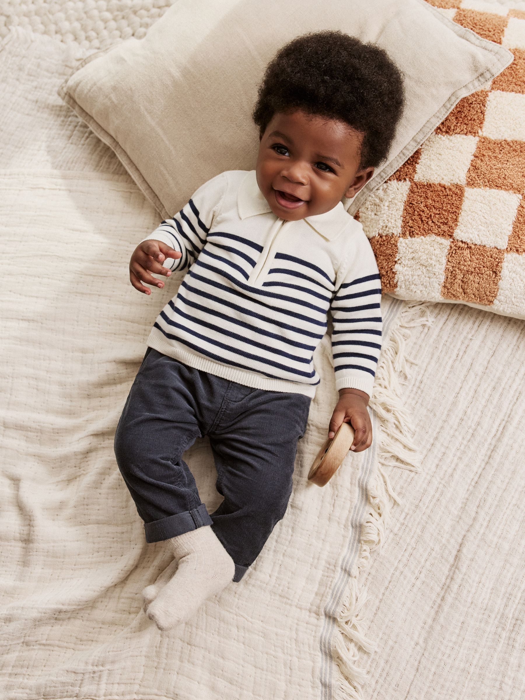 Buy Navy Stripe Baby Knitted Top and Trousers Set (0mths-2yrs