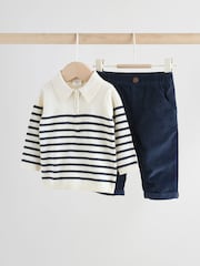 Navy Stripe Baby Knitted Top and Trousers Set (0mths-2yrs) - Image 5 of 16