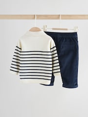 Navy Stripe Baby Knitted Top and Trousers Set (0mths-2yrs) - Image 6 of 16