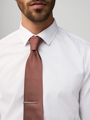 Orange Textured Tie with Tie Clip - Image 1 of 5