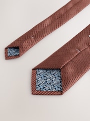Orange Textured Tie with Tie Clip - Image 5 of 5
