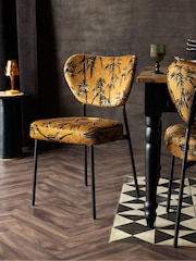 Rockett St George Set of 2 Amber Orange Black Bamboo Perfect Dining Chairs - Image 1 of 8