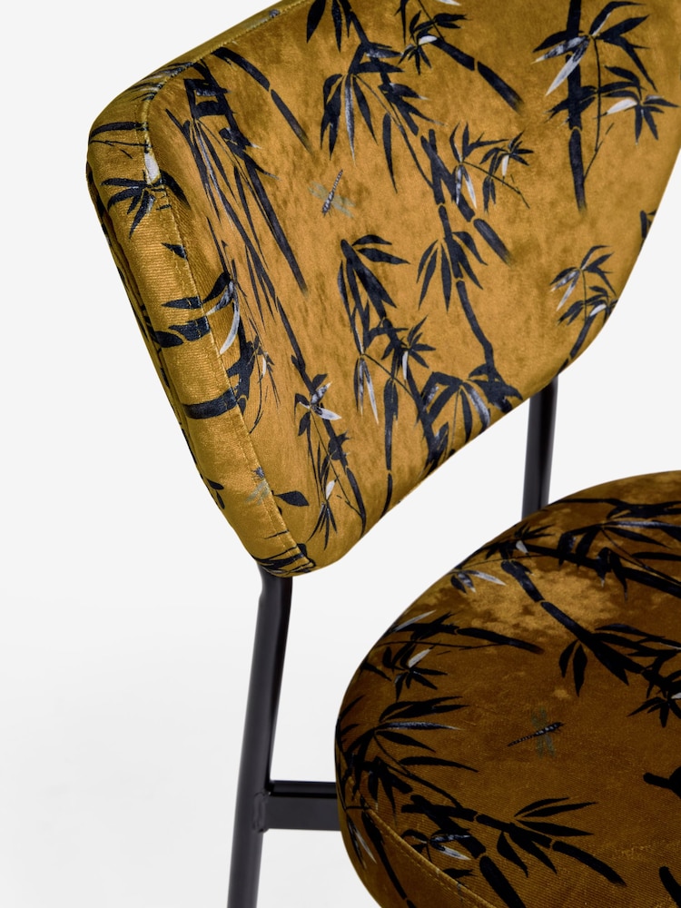 Rockett St George Set of 2 Amber Orange Black Bamboo Perfect Dining Chairs - Image 8 of 8