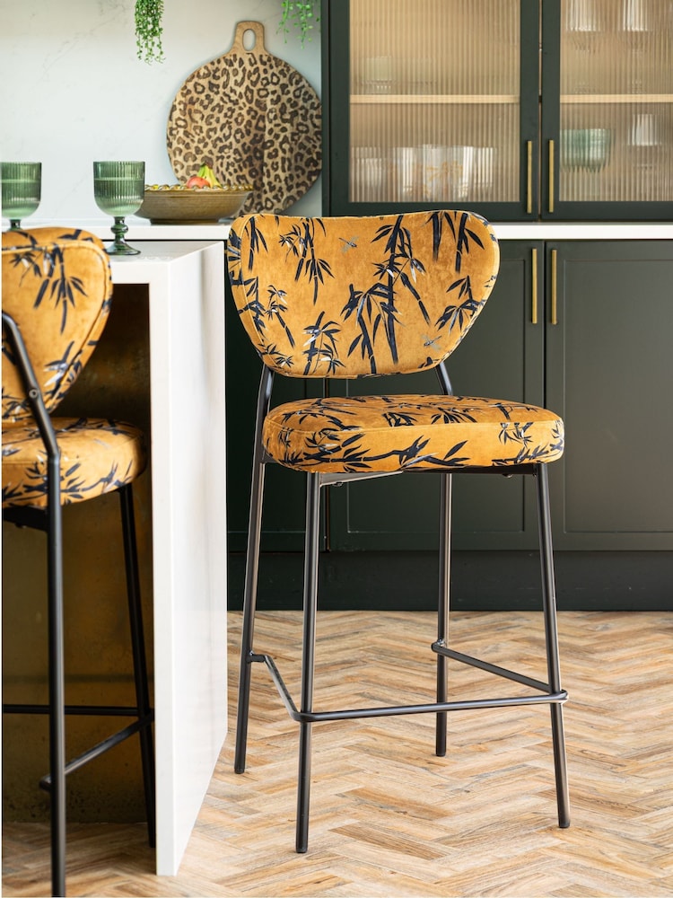 Rockett St George Amber Orange Black Bamboo Perfect Bar Stool - Image 1 of 8