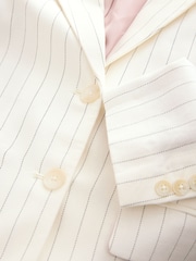 Black & White Striped Single Breasted Blazer with Linen - Image 7 of 8